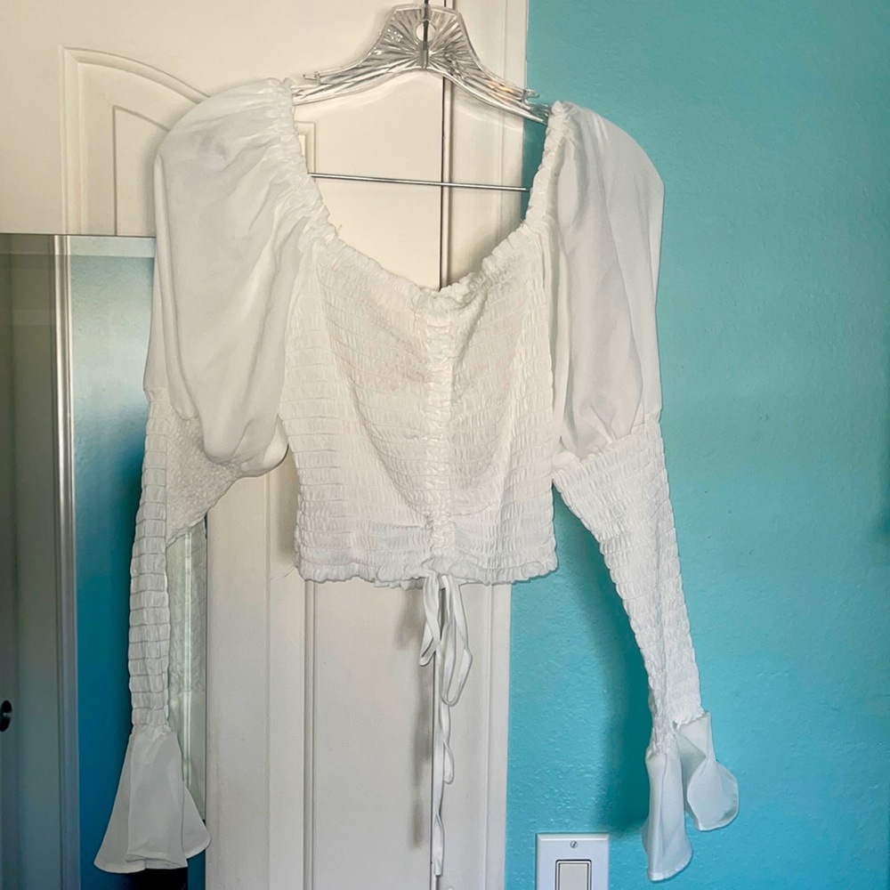 Cute off the shoulder boho style crop blouse